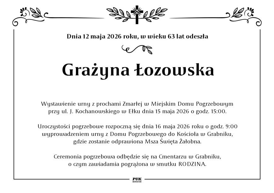 Grażyna Łozowska - nekrolog
